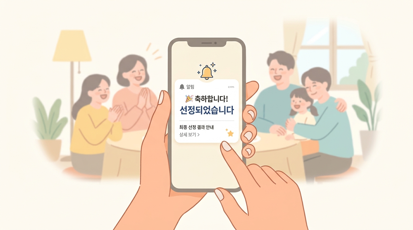 축하합니다 선정되었습니다 알림을 받은 순간